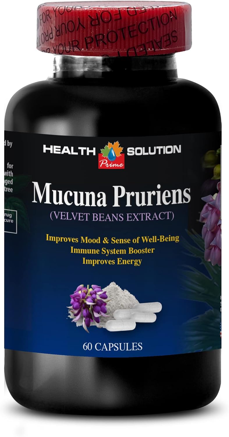 Velvet Bean Extract 350mg - Mood Enhancer & Antioxidant Supplement - Memory & Focus Booster - 3 Bottles 180 Capsules