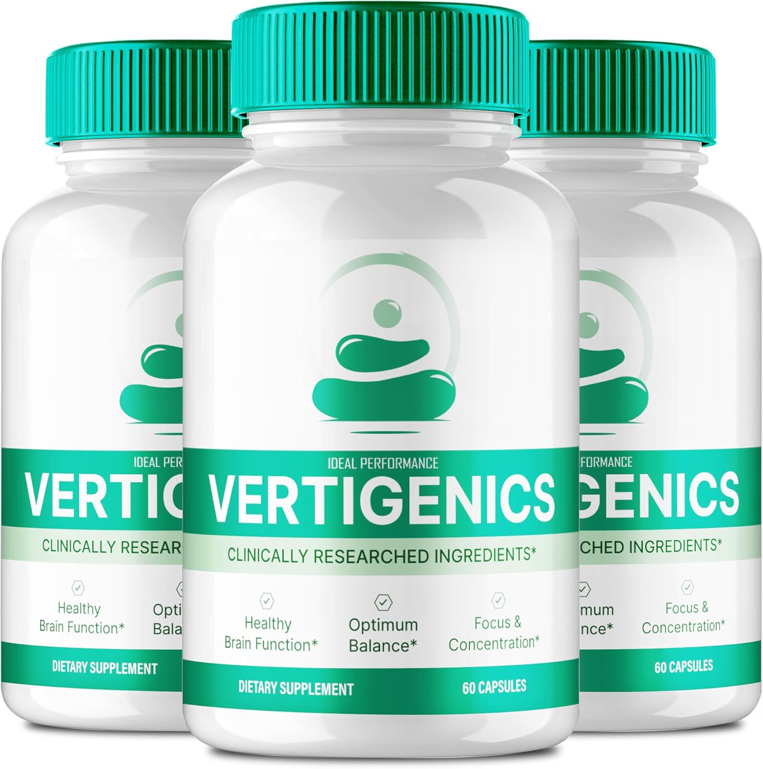 Vertigenics Brain Supplements for Memory and Focus - Advanced Formula for Maximum Brain Health Support - Nootropic Capsules for Natural Cognitive Boost - Pack of 3