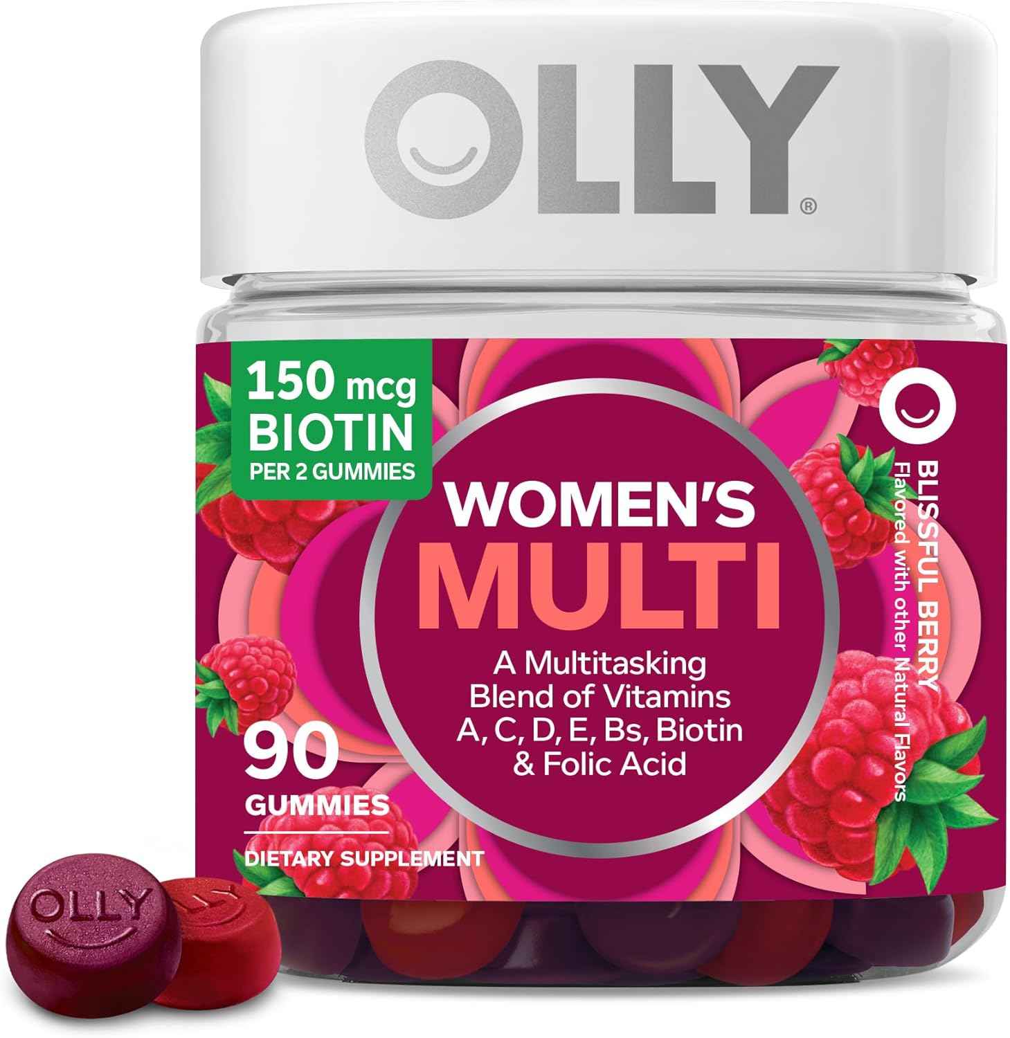 vH essentials Probiotics with Prebiotics and Cranberry Feminine Health Supplement - 120 Capsules and OLLY Women's Multivitamin Gummy, Berry, 90 Count Bundle