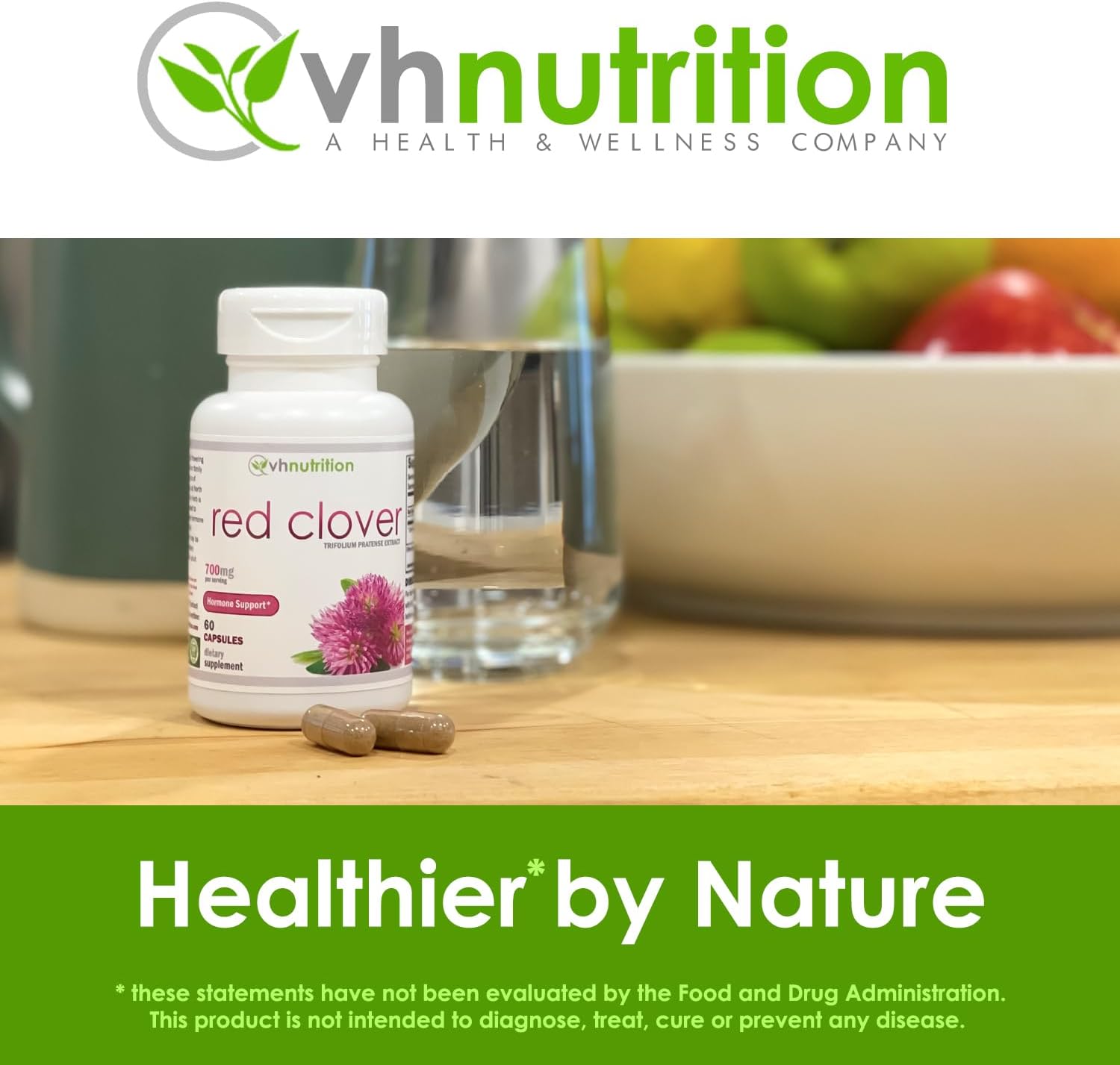 VH Nutrition RED Clover Capsules - 700mg Extract for Hormone Balance and Menopause Support in Women - Natural Relief for Hormonal Fluctuations and Well-Being - 60 Count