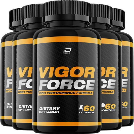 Vigor Force for Men Capsules - Advanced Formula Dietary Supplement (5 Pack - 300 Capsules)