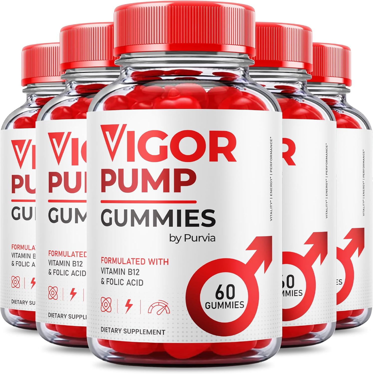 Vigor Pump Gummies 5 Pack - Advanced Strength Formula for Wellness Support - 300 Gummies - Made in USA