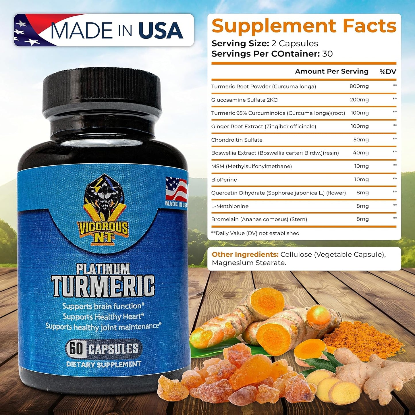 Vigorous NT Platinum Turmeric Supplement - 95% Curcuminoids - 60 Capsules by MAYYAD