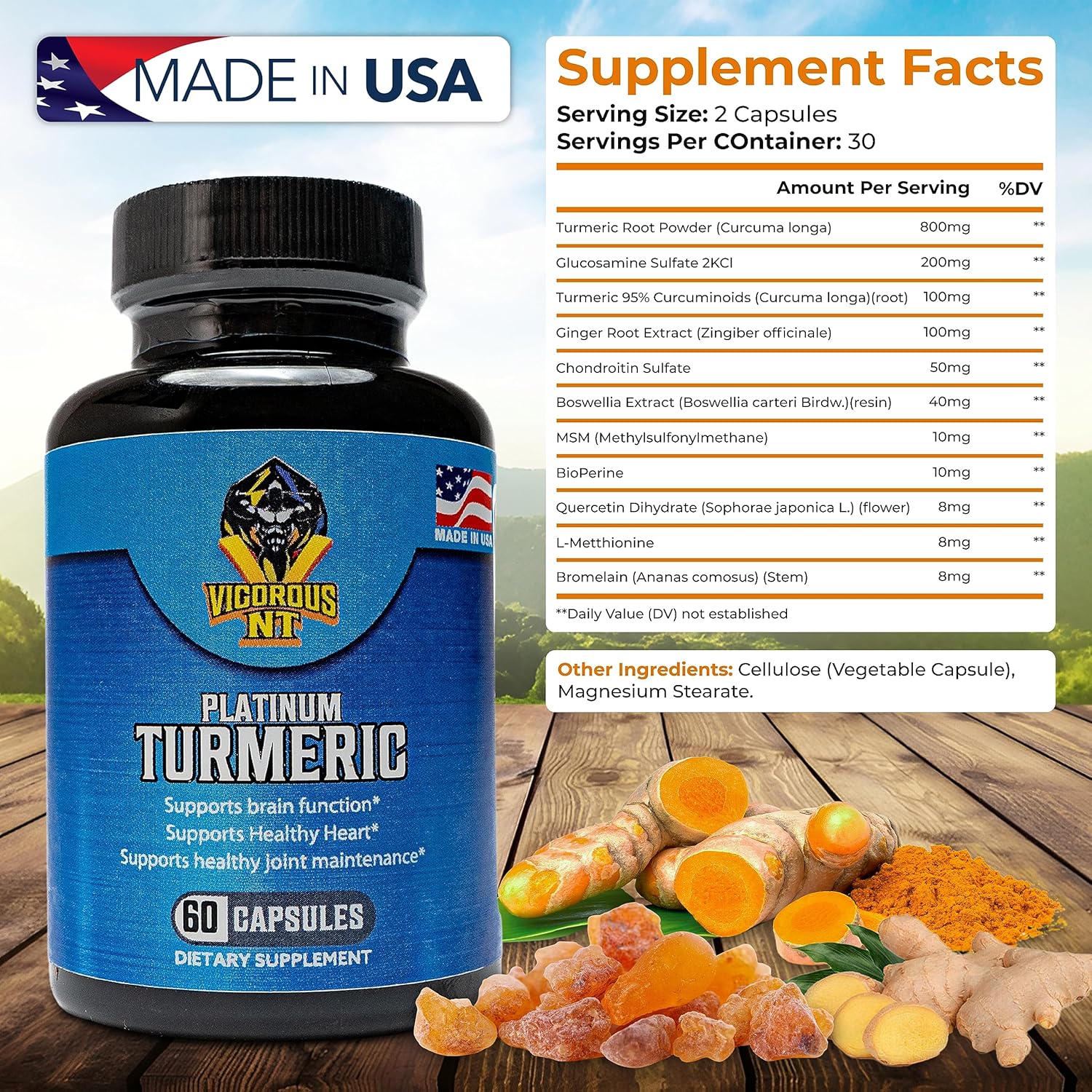 Vigorous NT Platinum Turmeric Supplement - 95% Curcuminoids - 60 Capsules by MAYYAD