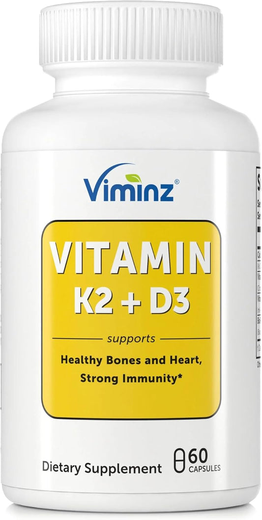 VIMINZ Vitamin D3/K2 Capsules - Supports Bone and Heart Health with 60 Dietary Supplements