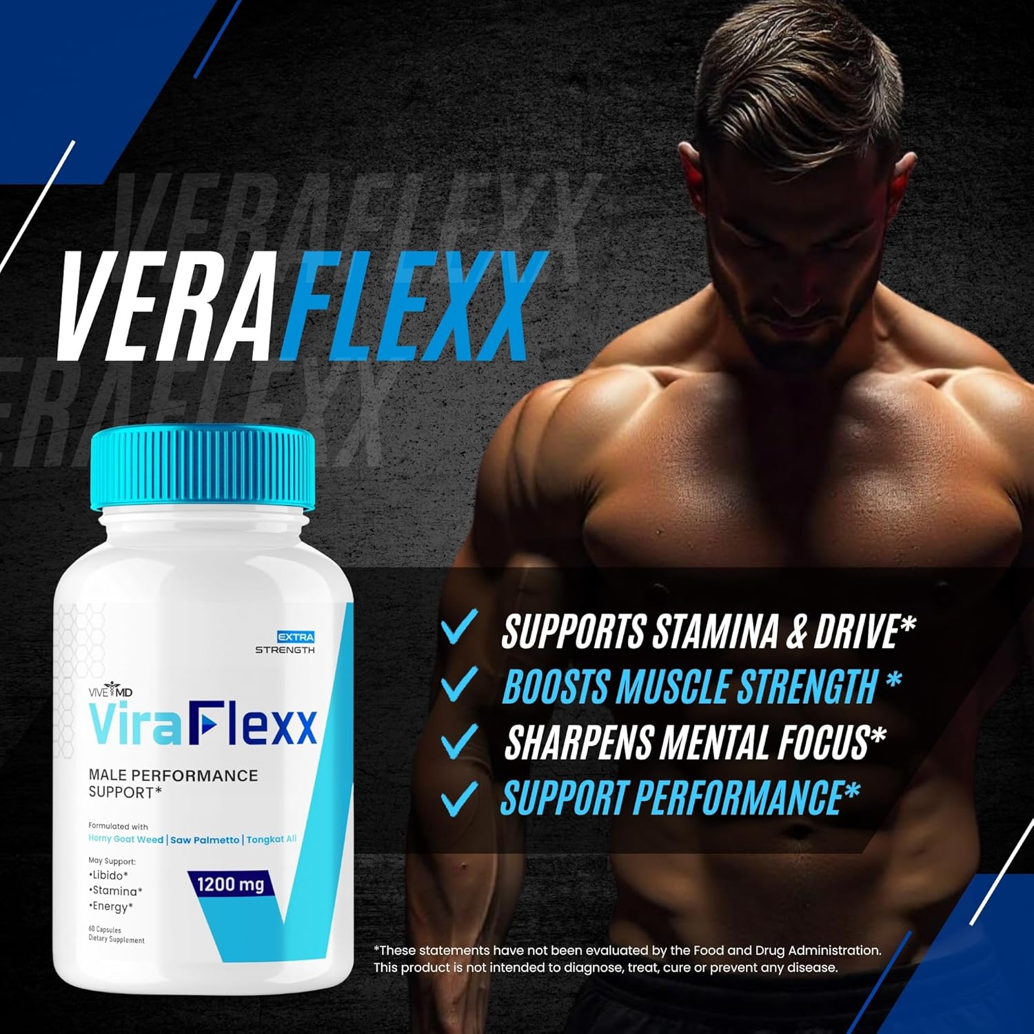 ViraFlexx Pro for Men - Natural Male Enhancement Supplement for Maximum Performance - Supports Overall Health - 60 Capsules