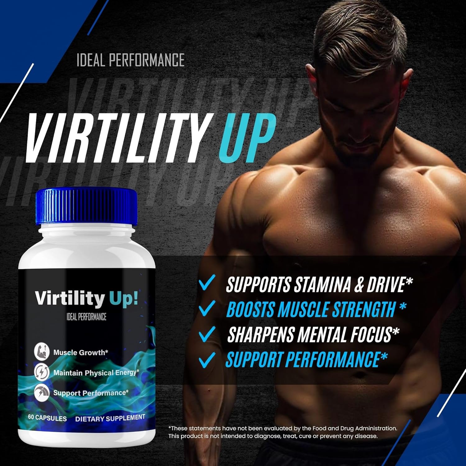 Virtility Up Capsules - Maximum Strength All Natural Formula (3 Pack)