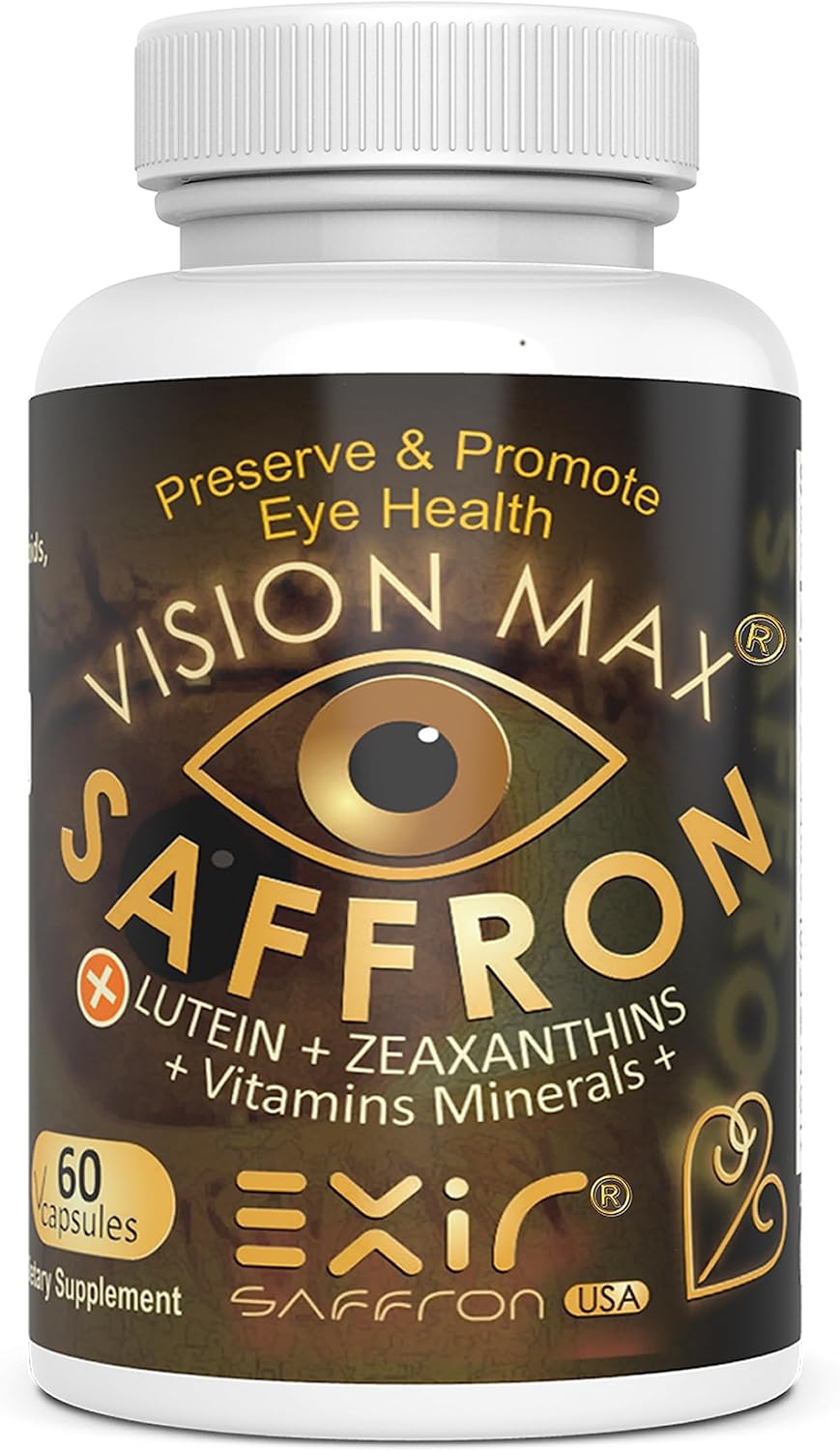 Vision Max Eye Vitamins Dietary Supplement - Supports Eye Health, Enhances Vision & Protects Against Blue Light, 60 Capsules