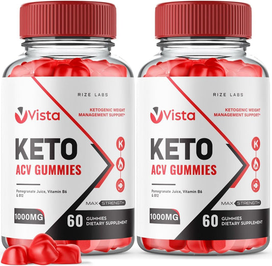Vista Keto ACV Gummies for  Slimming Formula  - Pack of 2 (120 Gummies), Maximum Strength Formula for Advanced Results by Rize Labs