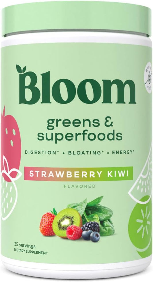 VitaBoost Bloom Greens Superfoods Powder - Probiotics for Digestive Health, Bloating Relief - Women's Digestive Enzymes Gut Health - 25 Servings, Kiwi Strawberry Pack