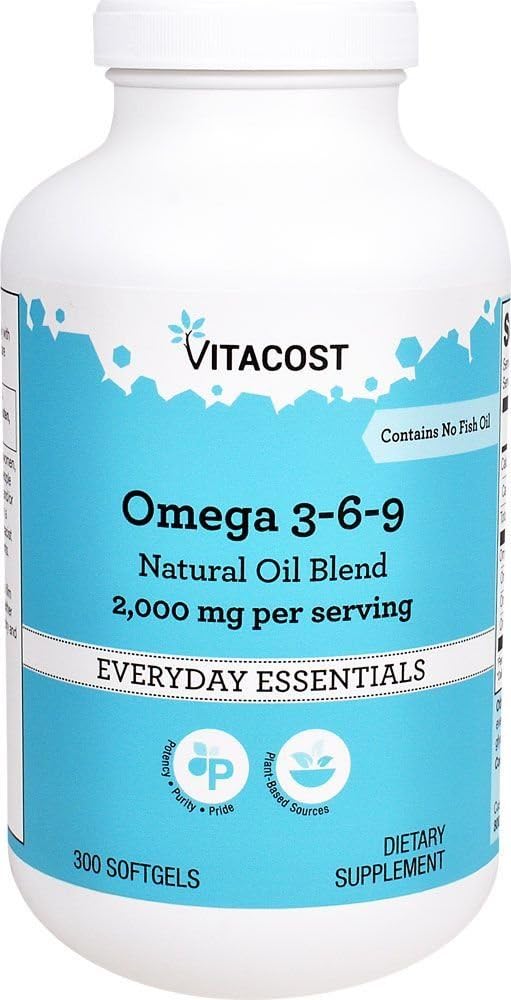Vitacost Omega 3-6-9 Natural Oil Blend Softgels - 2000mg per Serving, 300 Count