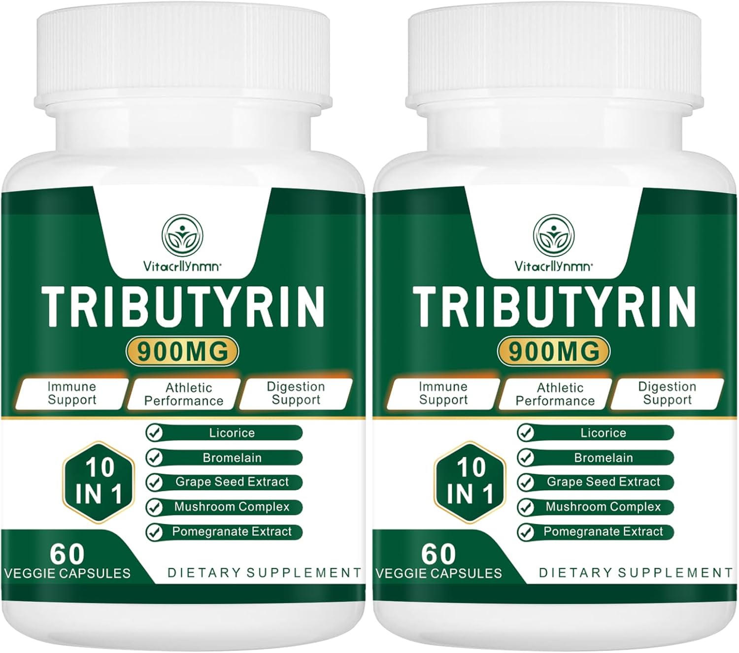 VITACRLLYNMN Tributyrin Supplement - Supports Gut Barrier, Leaky Gut, and Digestion - 120 Capsules
