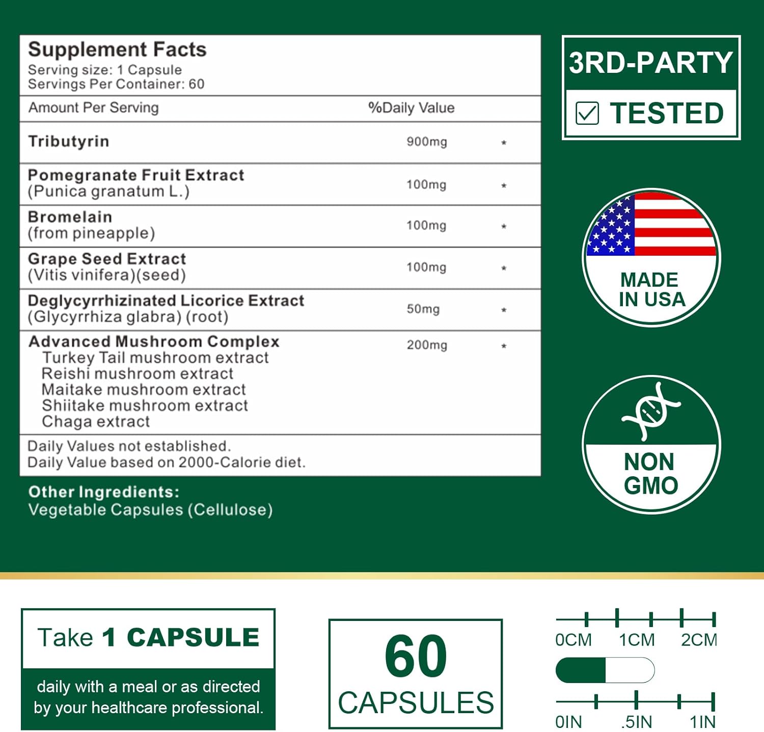 VITACRLLYNMN Tributyrin Supplement - Supports Gut Barrier, Leaky Gut, and Digestion - 120 Capsules