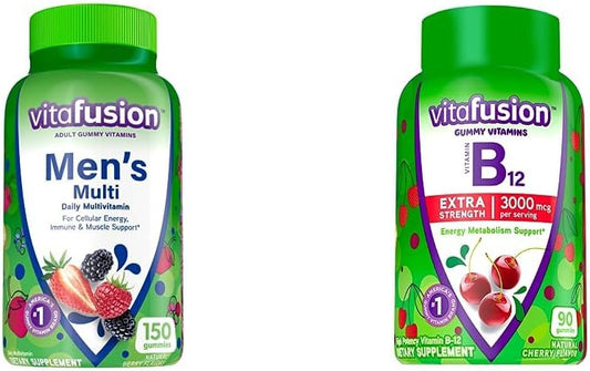 Vitafusion Men's Berry Flavored Gummy Vitamins with Extra Strength Vitamin B12 in Cherry Flavor