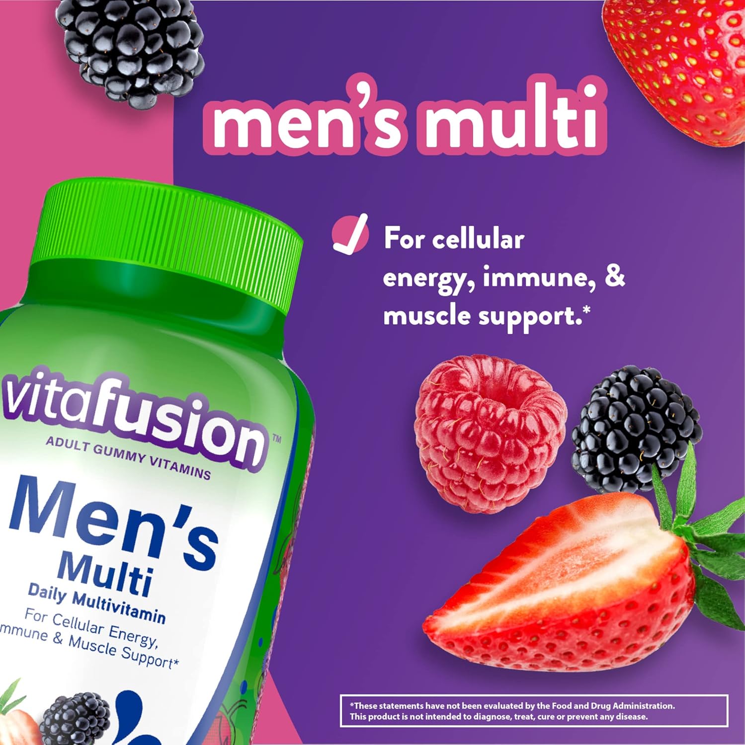 Vitafusion Men's Berry Flavored Gummy Vitamins with Extra Strength Vitamin B12 in Cherry Flavor