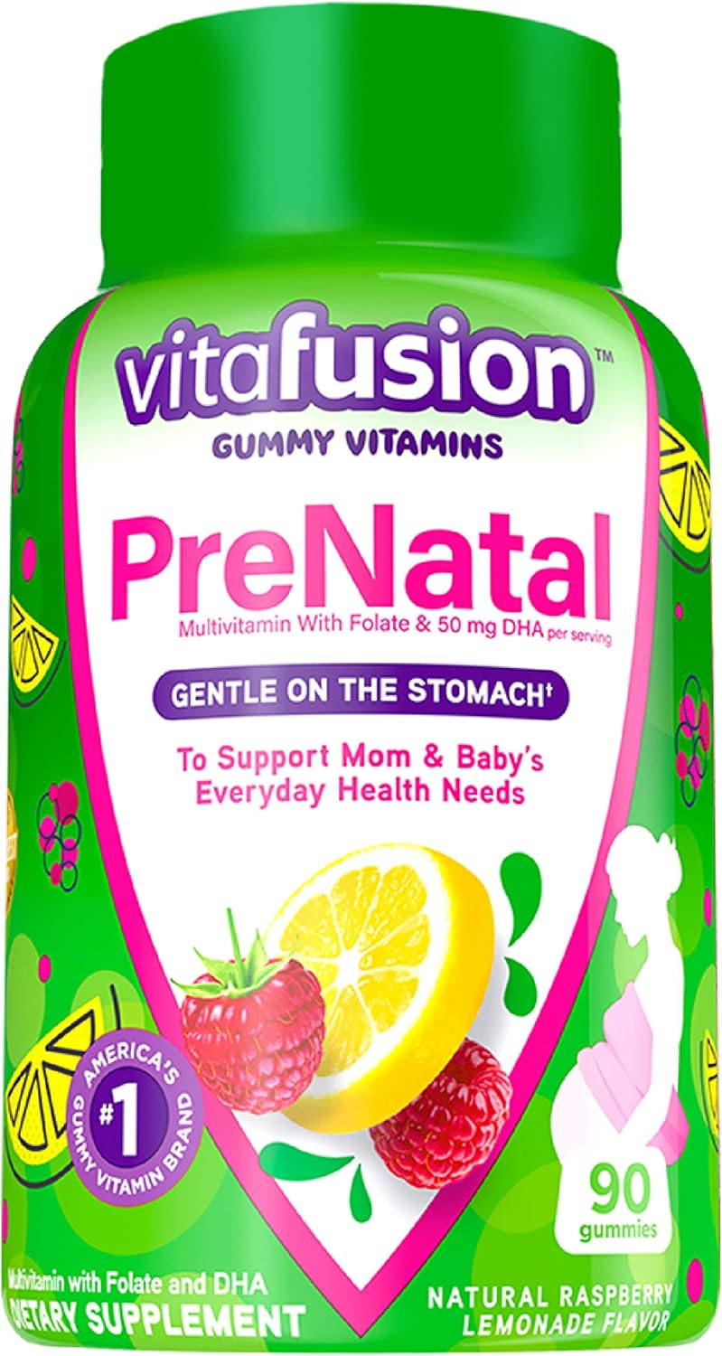 Vitafusion PreNatal Raspberry Lemonade Gummies + Extra Strength Vitamin B12 for Women's Energy & Metabolism Support