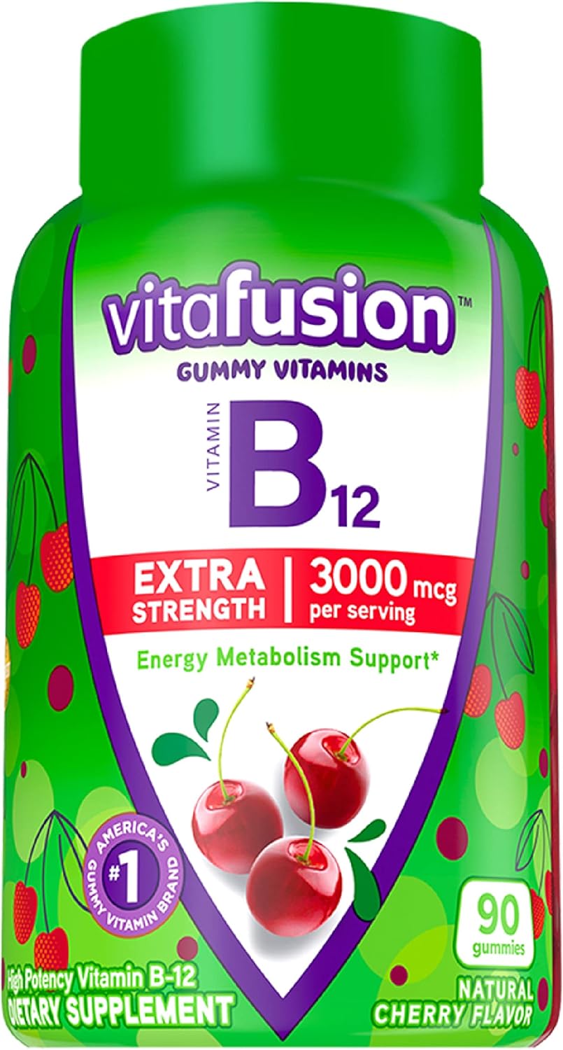 Vitafusion PreNatal Raspberry Lemonade Gummies + Extra Strength Vitamin B12 for Women's Energy & Metabolism Support