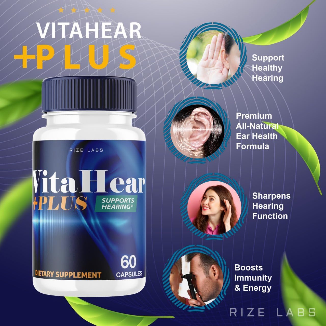 VitaHear Plus Supplement (3 Pack) for Complete Ear Health - Advanced Formula Pills with 180 Capsules