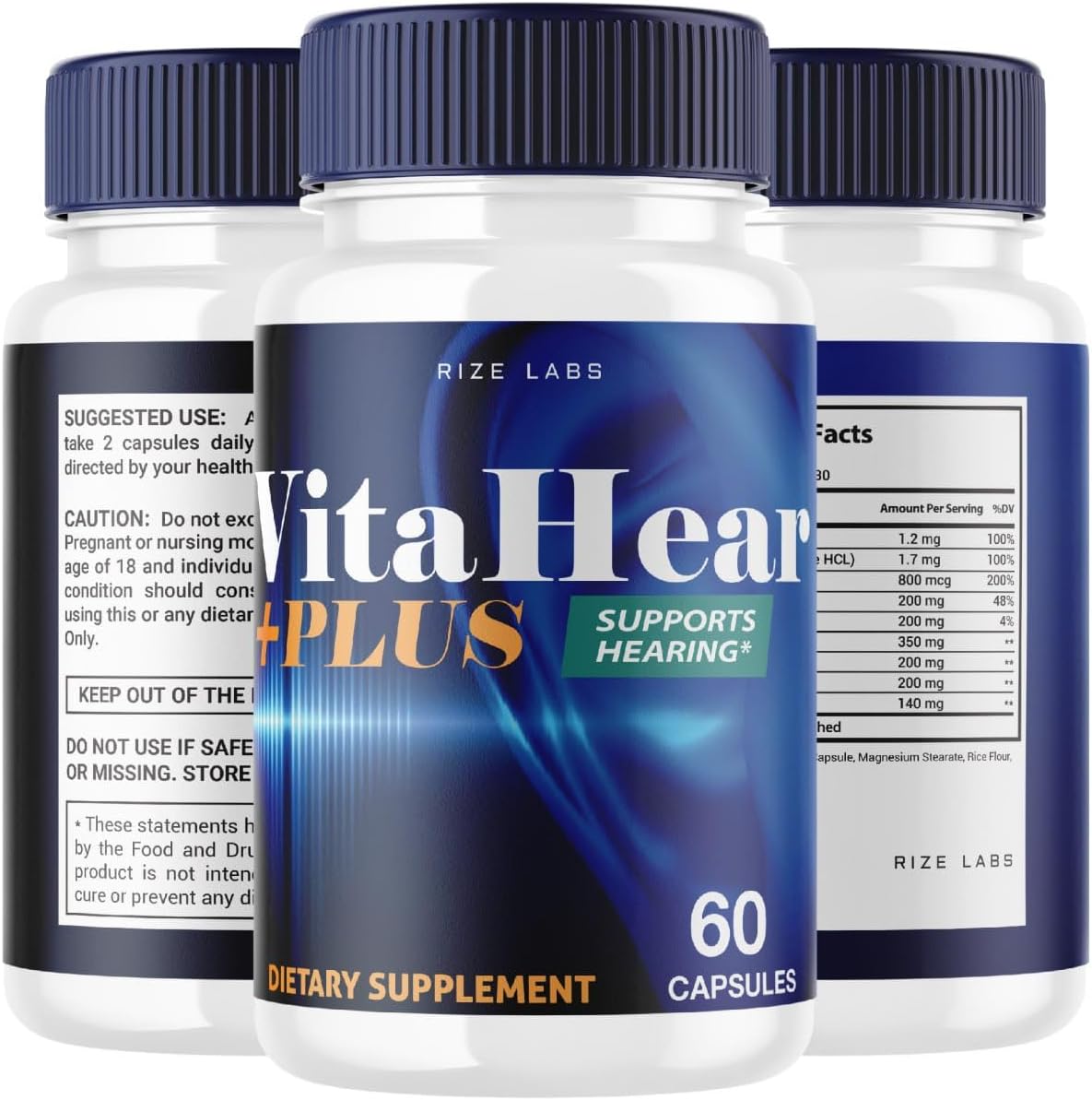 VitaHear Plus Supplement (3 Pack) for Complete Ear Health - Advanced Formula Pills with 180 Capsules