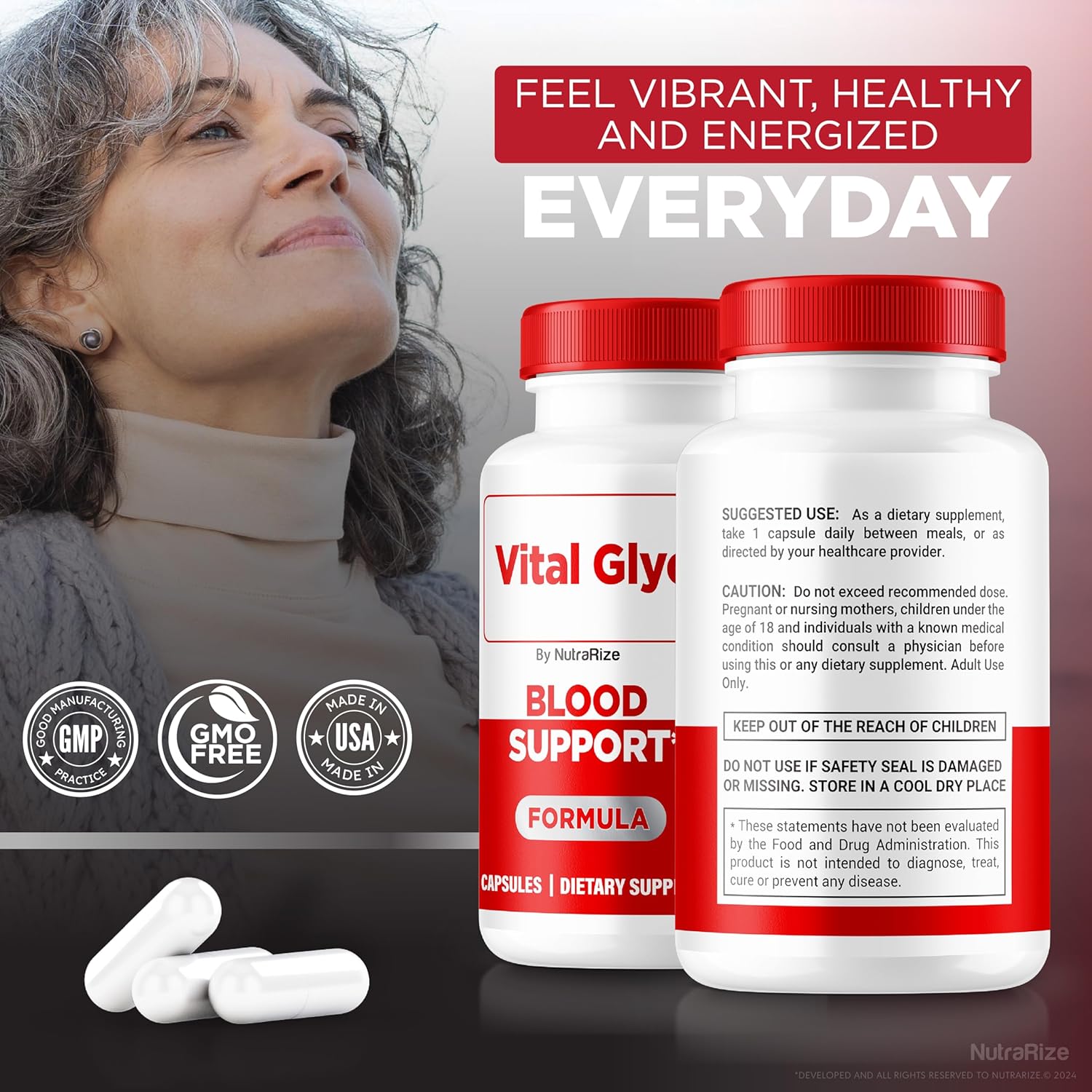 Vital Glyc Blood Support Formula - Blood Vessel Cleaner & Glyco Optimizer Pills - 2 Pack for Health & Wellness