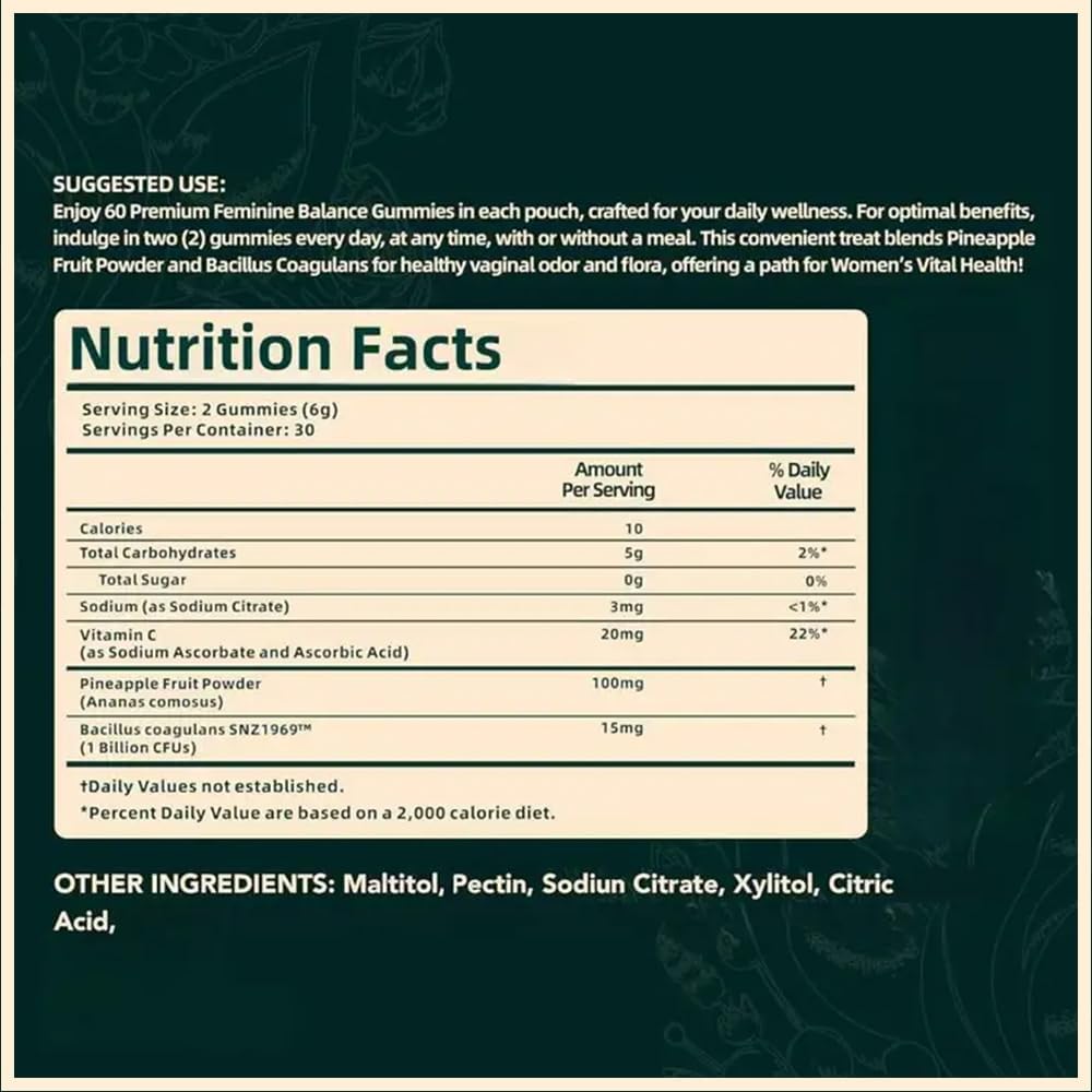 Vital Source Women's Health Gummies - Support Feminine Balance, Hawaiian Pineapple Flavor, 60 Gummies per Bag for a Healthy Life