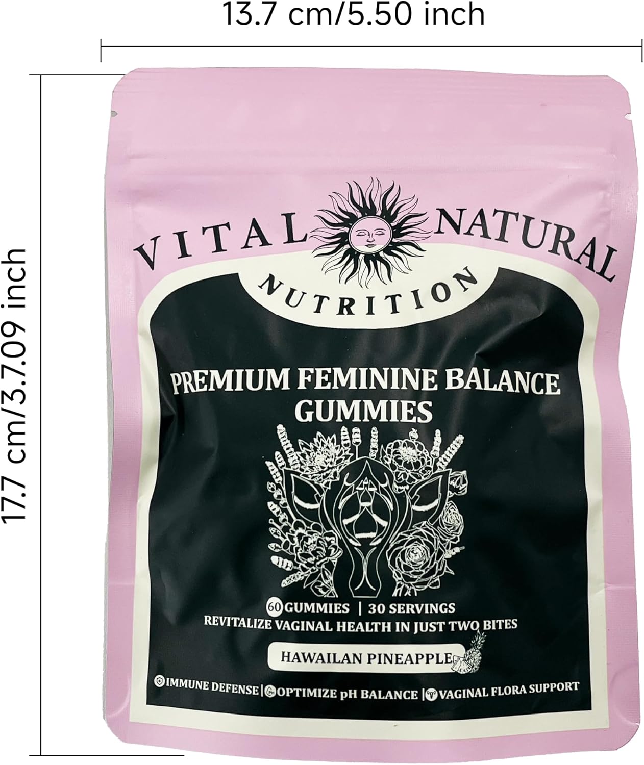 Vital Source Women's Health Gummies - Support Feminine Balance, Hawaiian Pineapple Flavor, 60 Gummies per Bag for a Healthy Life
