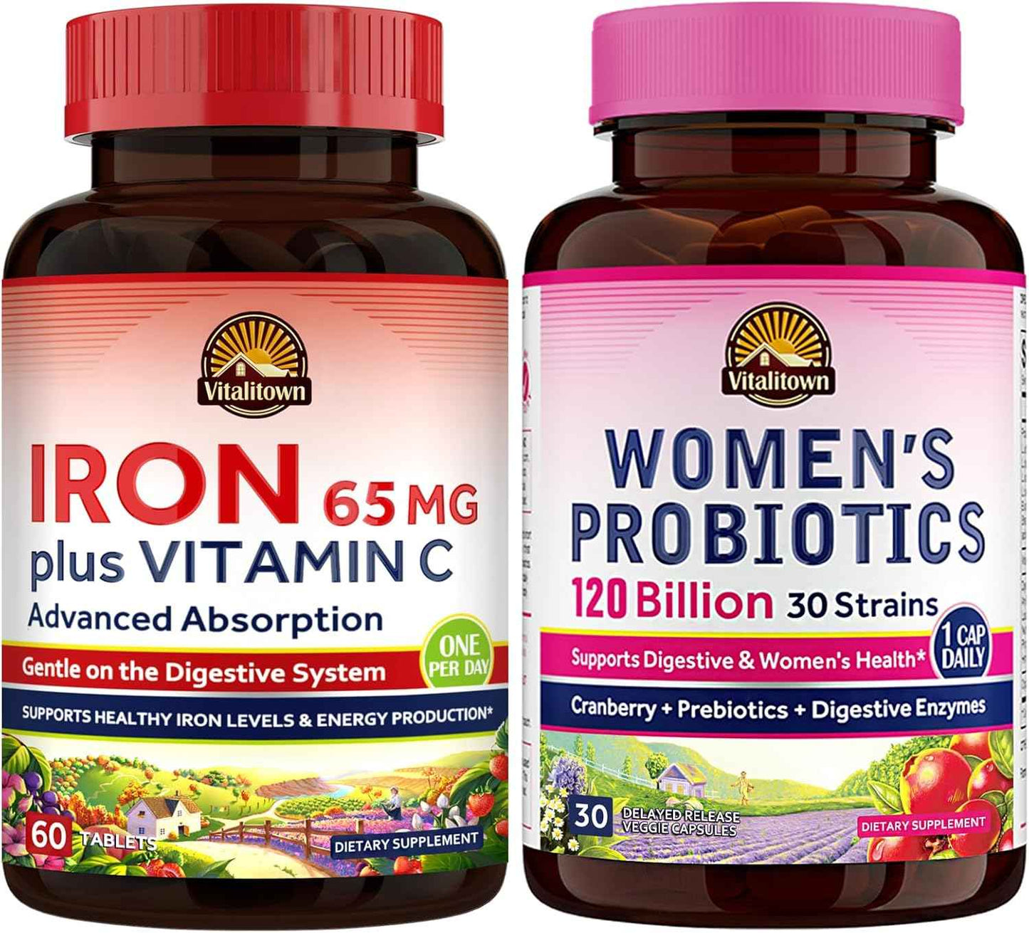 Vitalitown Women’s Probiotics & Iron Supplement Bundle