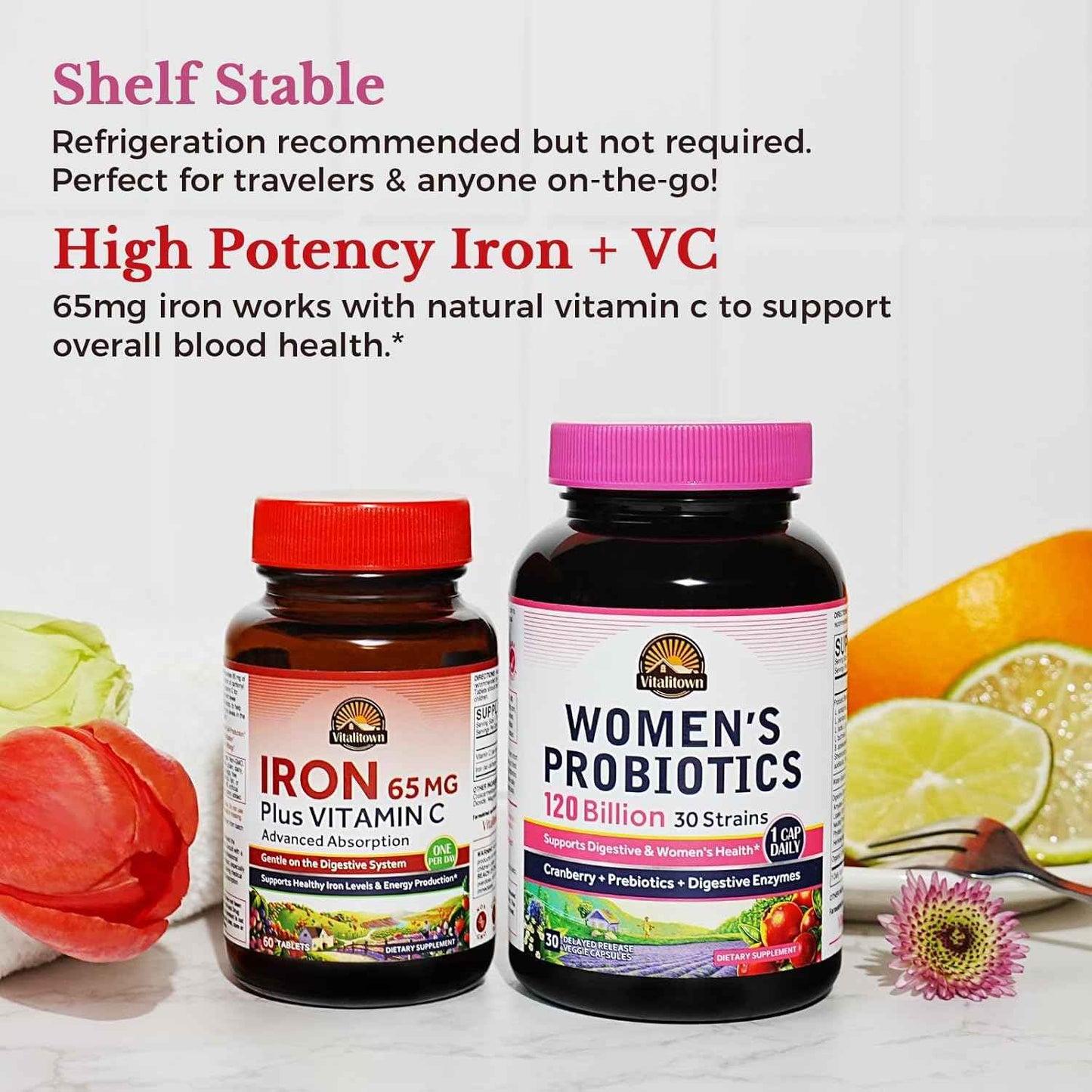 Vitalitown Women’s Probiotics & Iron Supplement Bundle