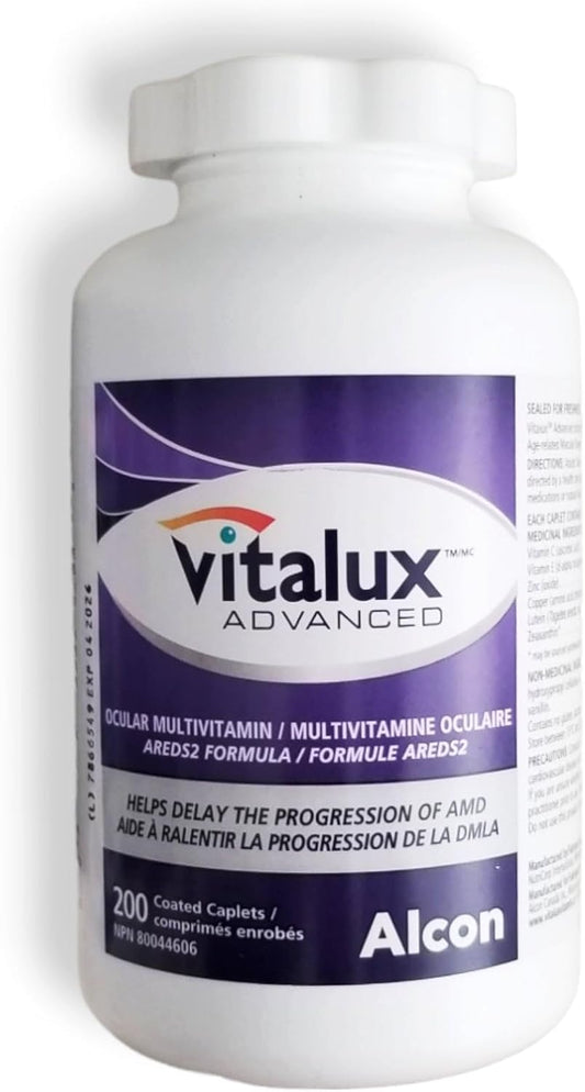 Vitalux Advanced Ocular Multivitamin 200 Coated Caplets - Yaco Alcon Canada Inc. Bottle