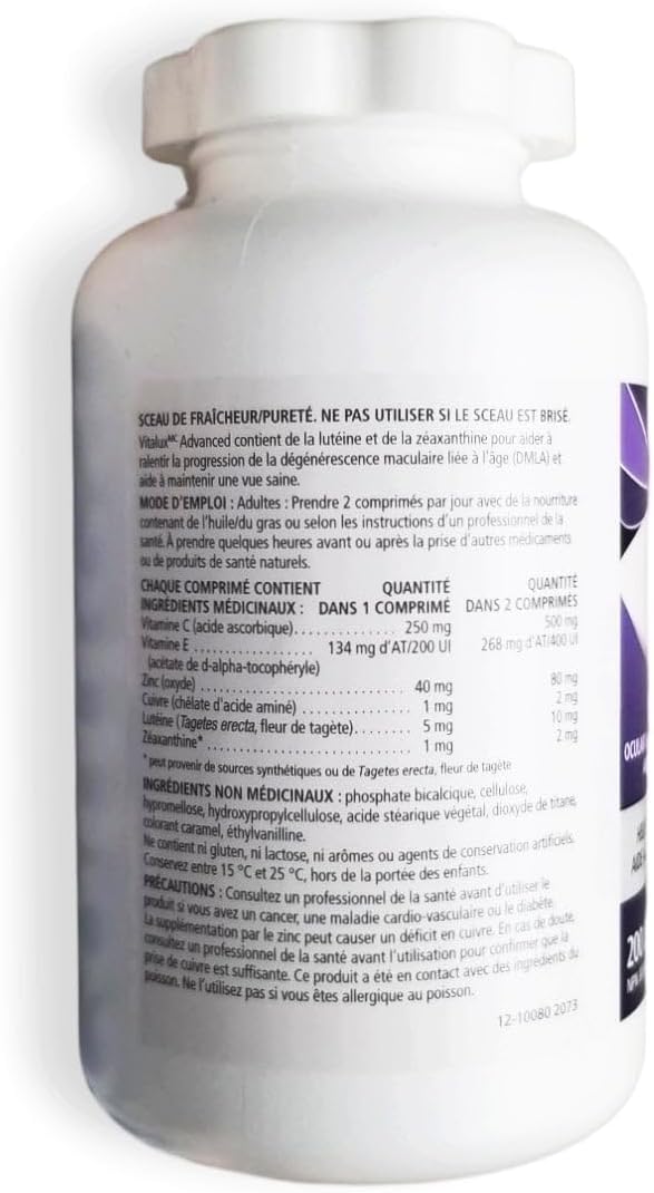 Vitalux Advanced Ocular Multivitamin 200 Coated Caplets - Yaco Alcon Canada Inc. Bottle