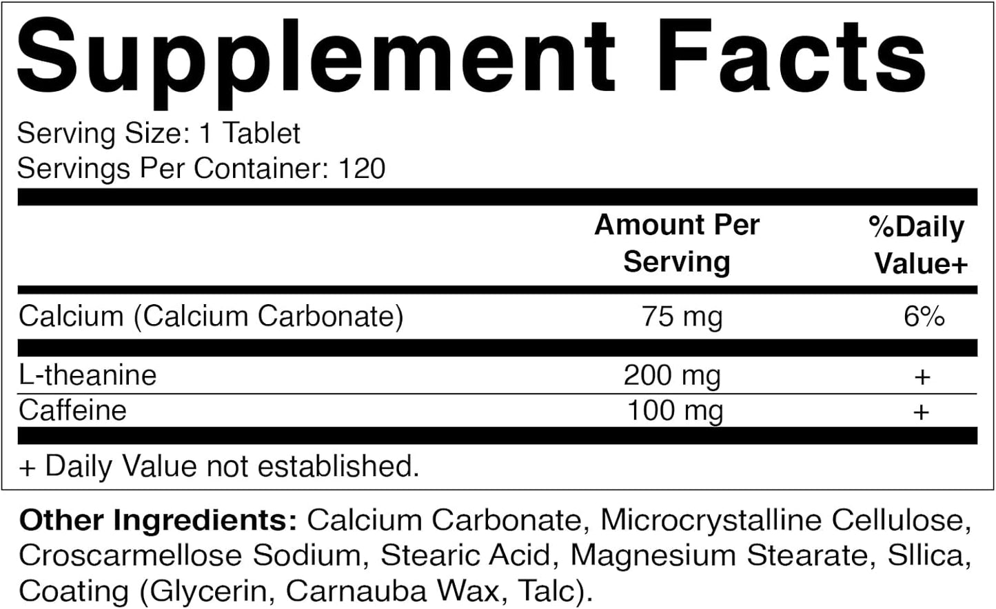 Vitamatic L-Theanine and Caffeine Nootropic Supplement - 120 Vegetarian Tablets for Focused Energy Boost