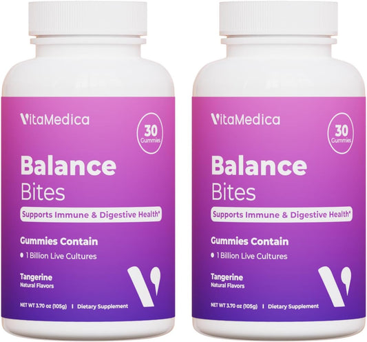 VitaMedica Balance Bites Probiotic Gummies - Digestive & Immune Support - 1 Billion CFU, 60 Gummies (2 Pack)