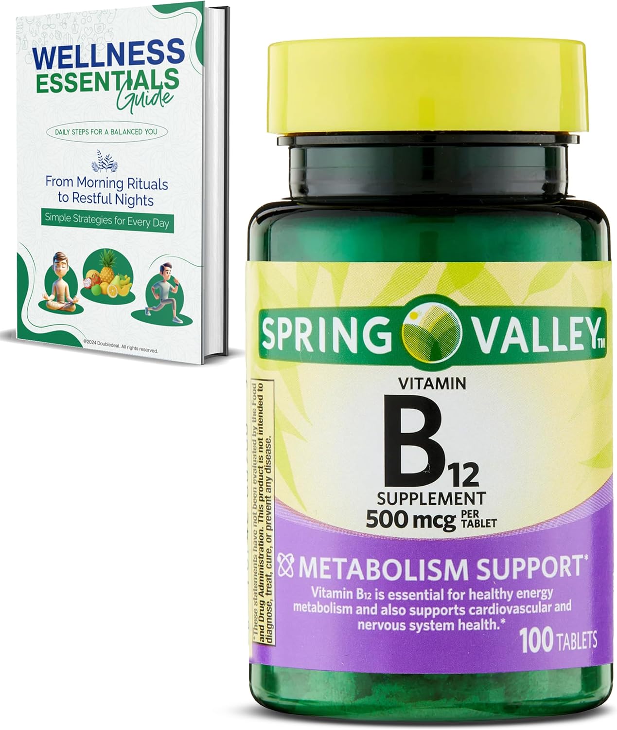 Vitamin B12 Tablets 500 mcg - 100 Count for Cardiovascular & Nervous System Health, Energy Support