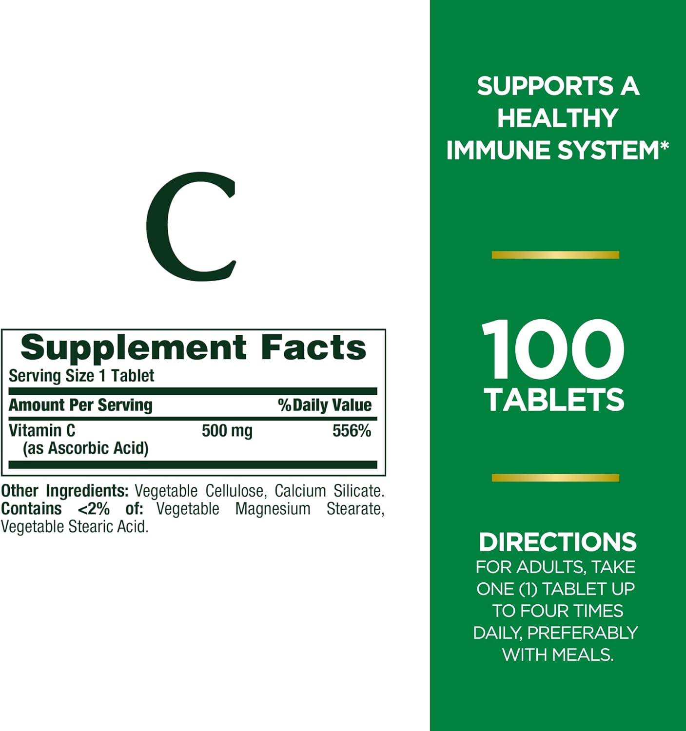 Vitamin C 500mg Tablets for Immune Health - Pack of 200 Tablets