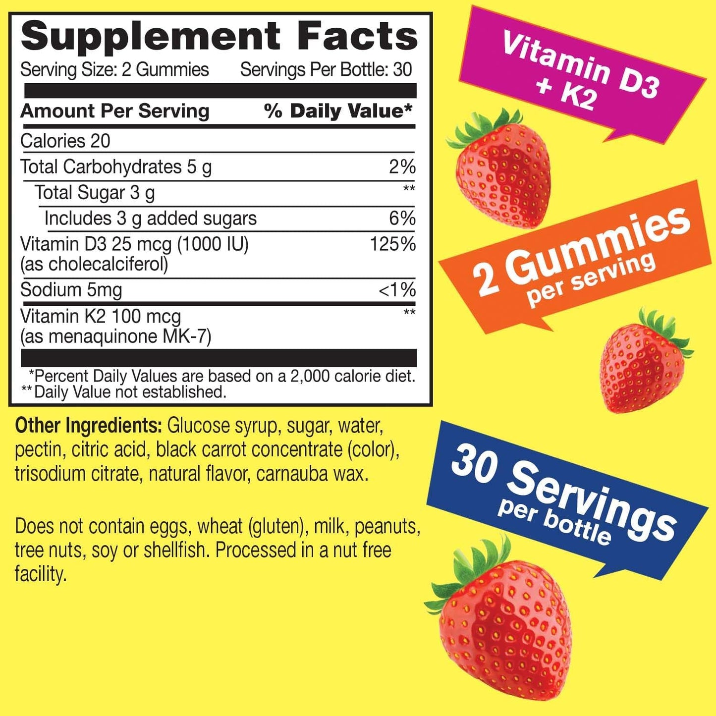 Vitamin C, D3, and K2 Gummies Bundle - Delicious Vitamin Supplement, Gluten & GMO Free Chewables