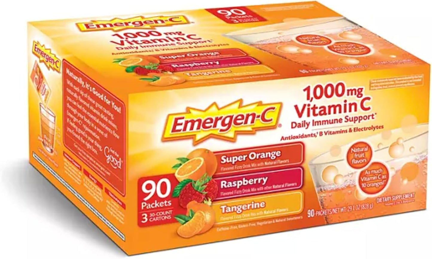 Vitamin C Powder Immune Support with Zinc & B Vitamins - Super Orange, Raspberry & Tangerine Flavor - 90 Count