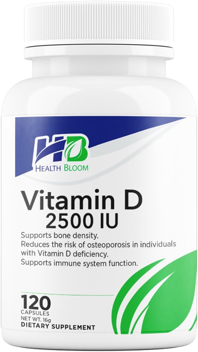 Vitamin D 2500IU Capsules - 120 Count | Health Bloom Inc. | Vitamins and Minerals