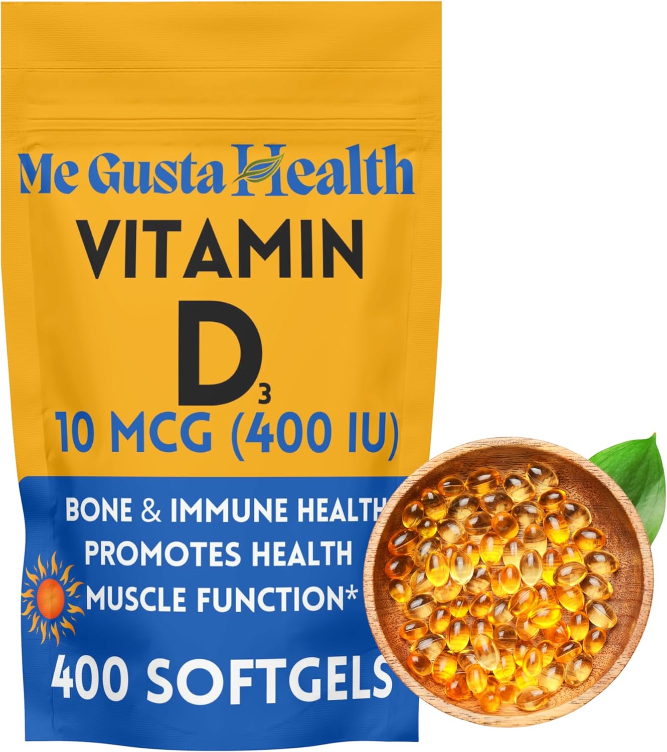 Vitamin D3 10 mcg (400 IU) Softgels - 400 Count | Bone, Teeth, Muscle, and Immune Health Support | Calcium Absorption Supplement
