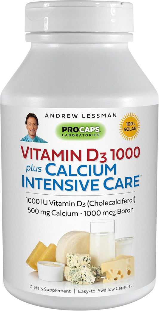 Vitamin D3 1000 Plus Calcium Intensive Care Capsules - Supports Bone Health and Muscle Function, Easy-to-Absorb Formula, No Additives - 720 Count