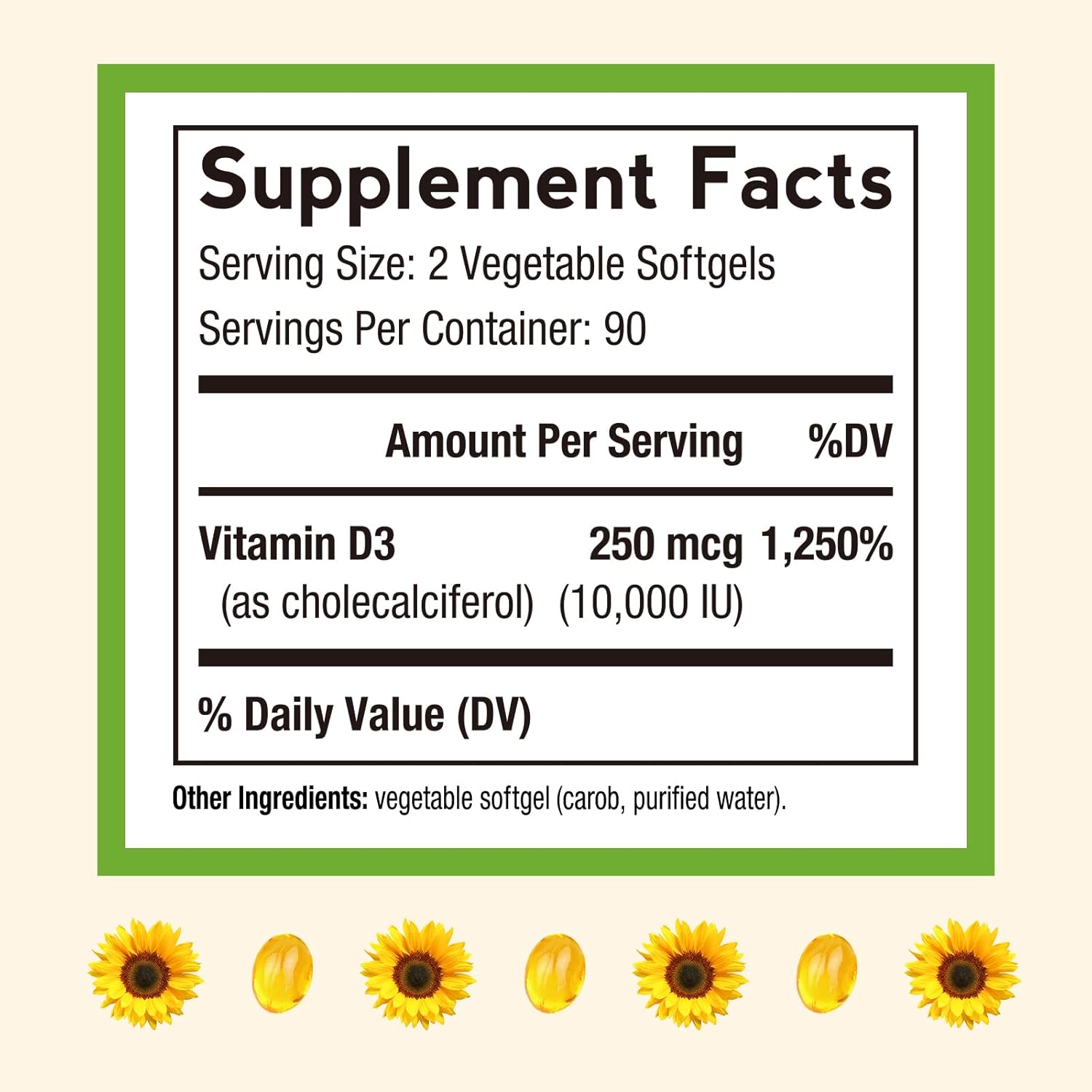 Vitamin D3 10000 IU for Immune Support, Bones, Teeth, and Muscles - Non-GMO, Gluten-Free, 90 Days Supply - 180 Vegetarian Softgels