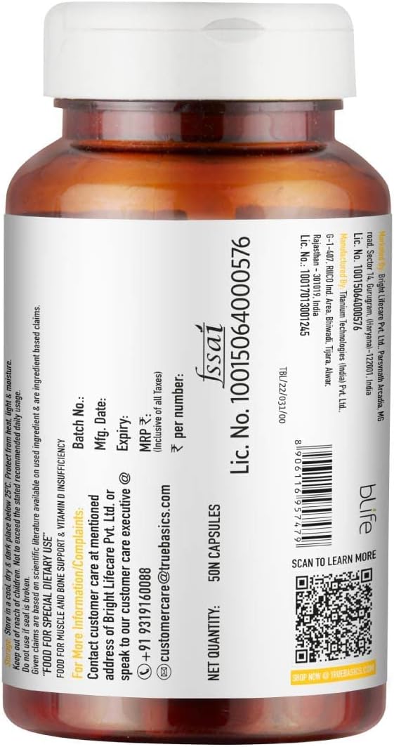 Vitamin D3 2000 IU Capsules for Strong Muscles, Immunity Boost, & Calcium Absorption - 50 Count