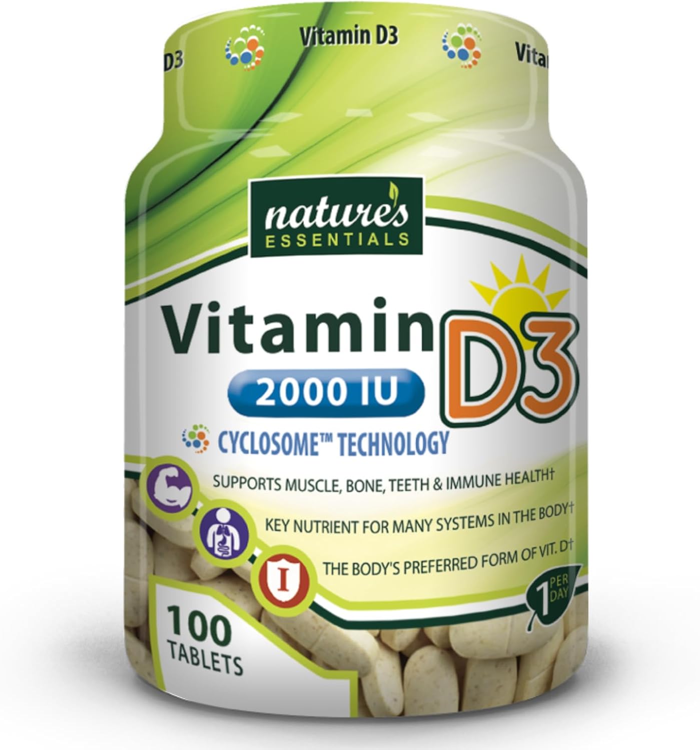 Vitamin D3 2000IU Tablets with Advanced Cyclosome Liposomal Delivery for Immune Support - Non-GMO, Gluten Free, Vegetarian Formula