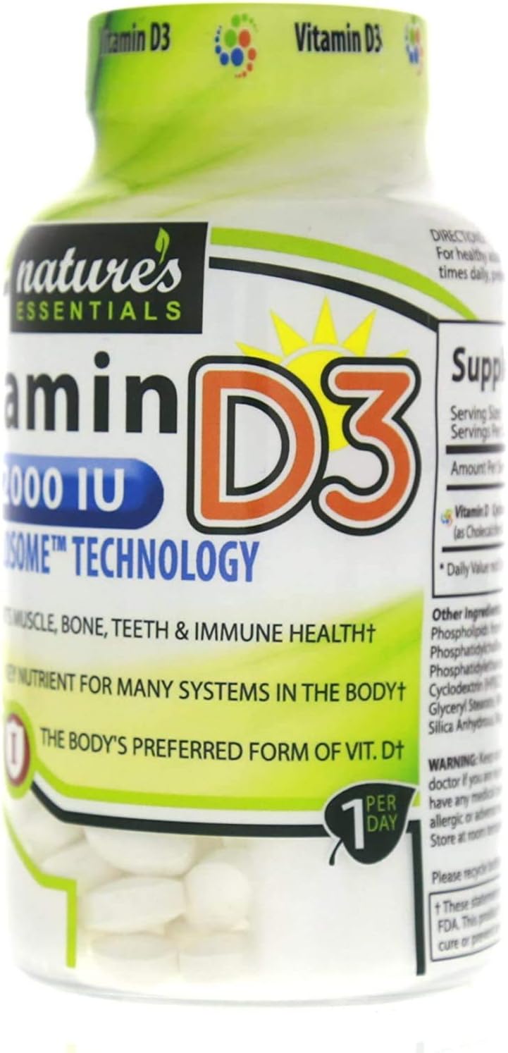 Vitamin D3 2000IU Tablets with Advanced Cyclosome Liposomal Delivery for Immune Support - Non-GMO, Gluten Free, Vegetarian Formula