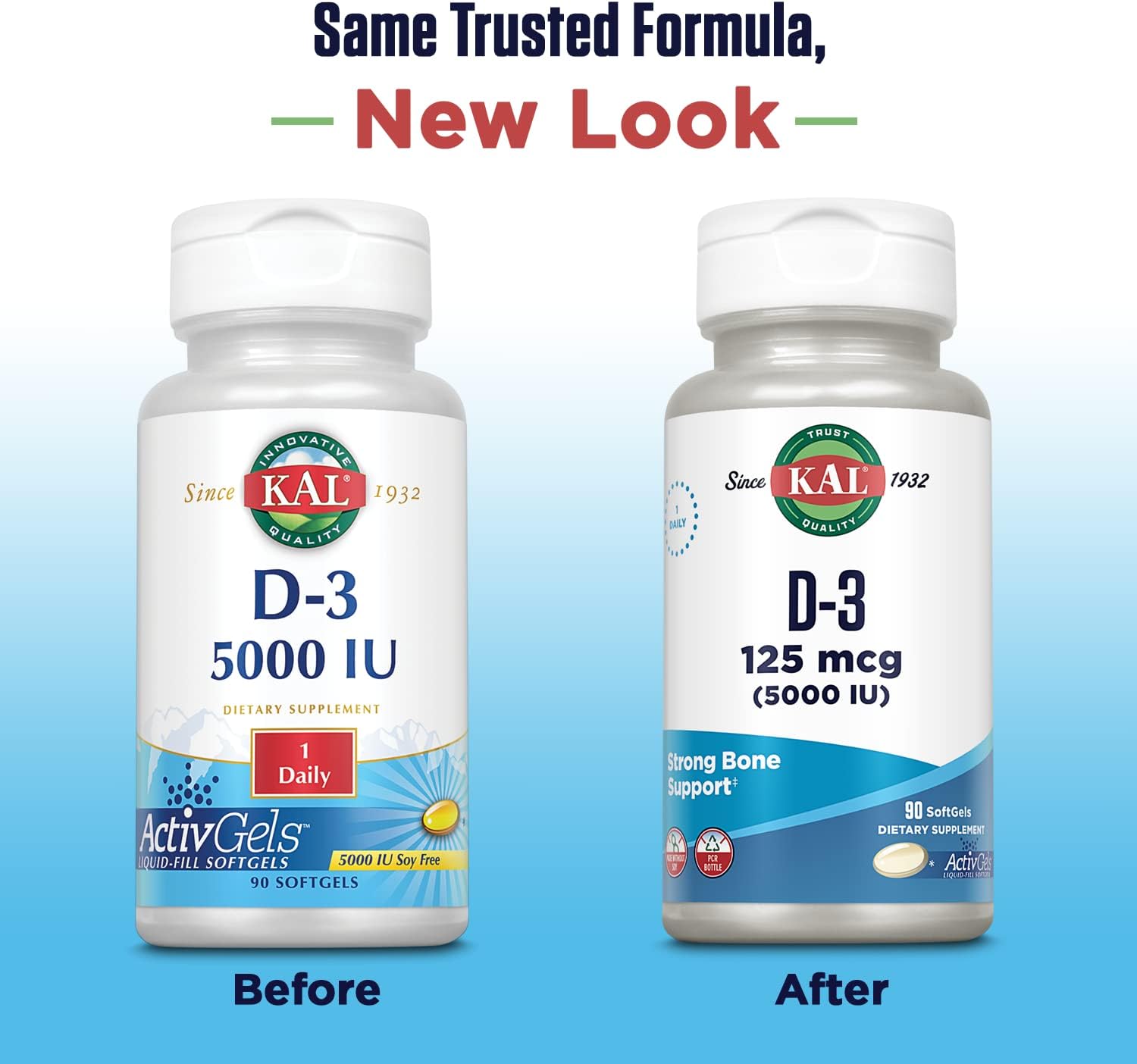 Vitamin D3 5000 IU Softgels - Active Form for Calcium Absorption, Bone Health, & Immune Support - 90 Servings, Soy-Free