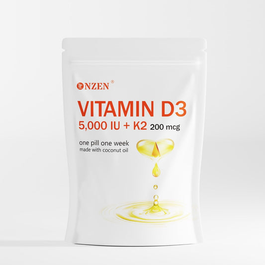 Vitamin D3 5000 IU with K2 (MK-7) Softgels - 240 Coconut Oil Capsules | Calcium & Heart Health Support