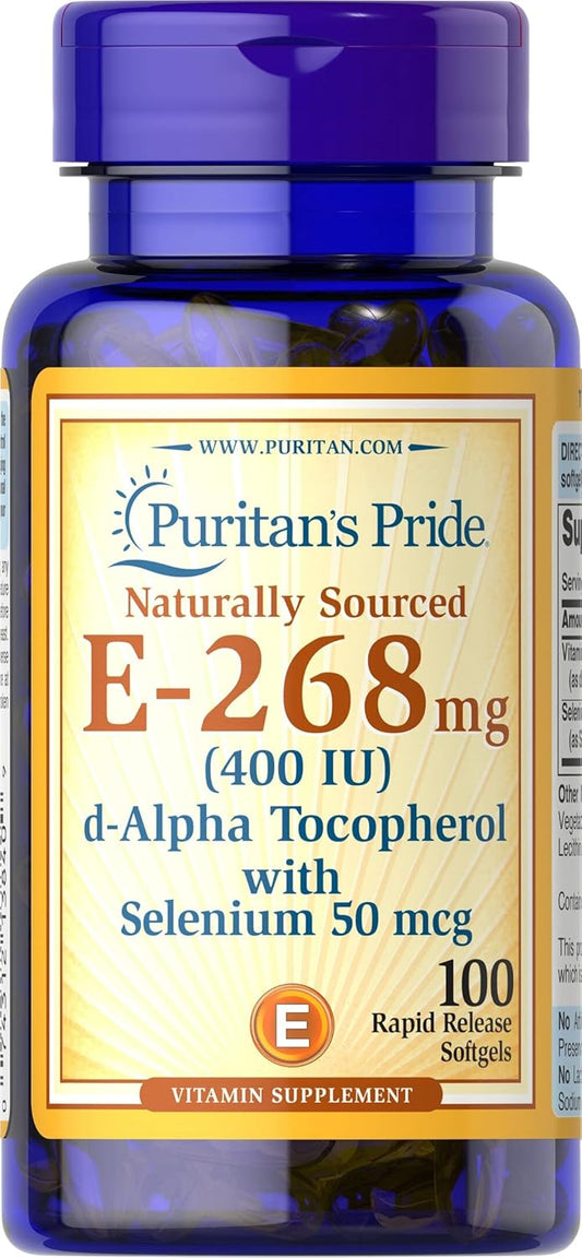 Vitamin E with Selenium 400 IU Softgels - Natural Antioxidant Support