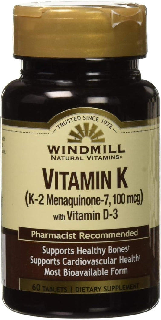 Vitamin K2 (MK7) with Vitamin D3 Tablets for Bone Health and Immune Support