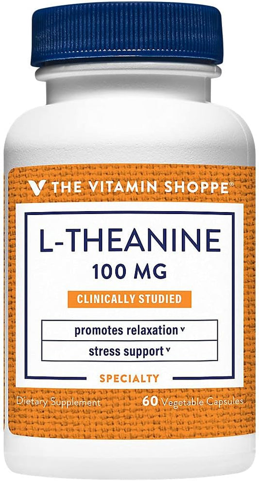 Vitamin Shoppe L-Theanine 100MG Capsules - Supports Relaxation and Stress, Clinically Studied Ingredient, 60 Count