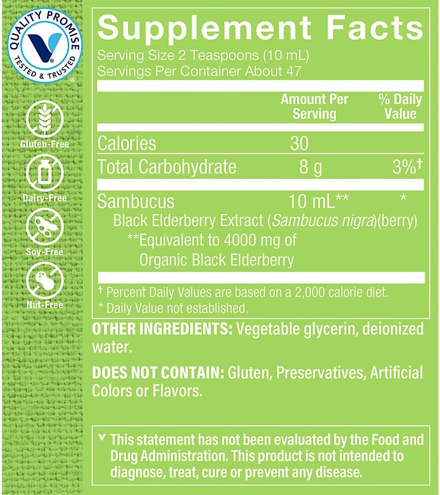 Vitamin Shoppe Sambucus Black Elderberry Extract - 16oz Liquid Formula for Immune Support