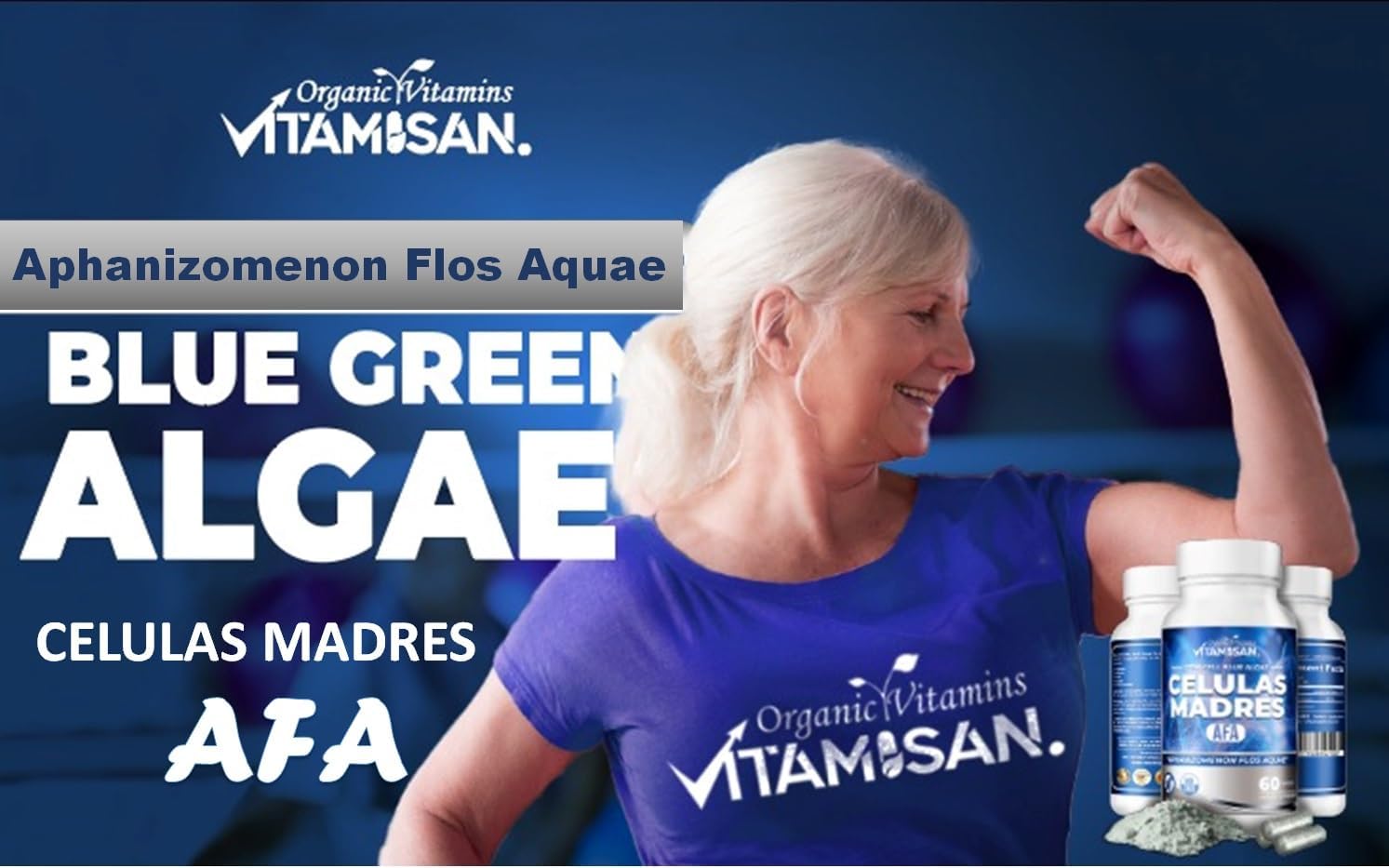 Vitamisan Stem Cell Blue Algae AFA Capsules - 60 Count (Pack of 8) for Cellular Health